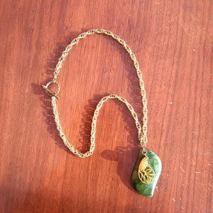 Green & Gold Pendant Necklace